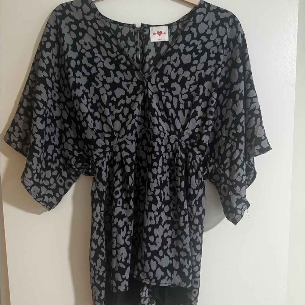 Cheetah Print Black and Gray Women's Romper